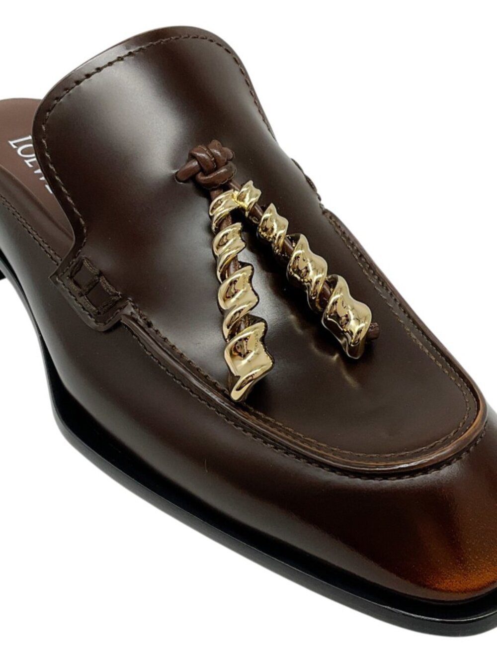 Loewe Brown Leather Edge Loafer Mules